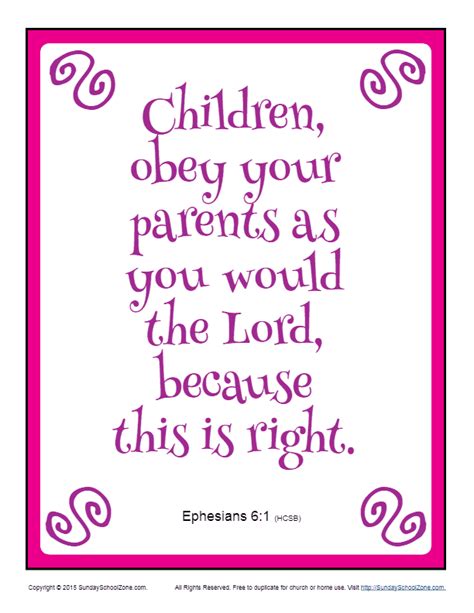 Children Obey Your Parents Scripture Page Childrens Bible Activities