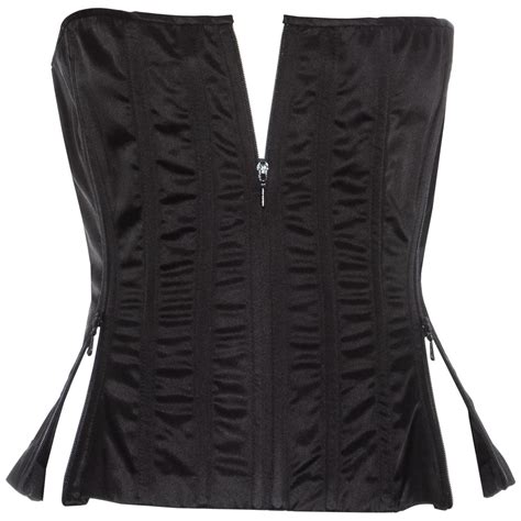 Dolce And Gabbana Black Satin Spandex And Lace Corset Ss 1993 At 1stdibs