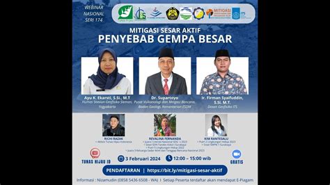 Webinar Nasional 174 Mitigasi Sesar Aktif Penyebab Gempa Besar YouTube