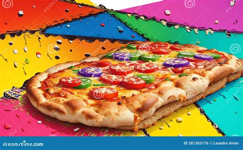 A Pop Art Pizza Extravaganzaai Generated Stock Illustration