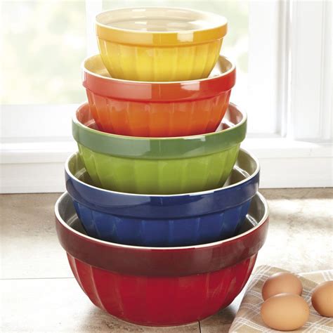 CHEFS 5-Piece Stoneware Mixing Bowl Set - Multicolor | Ceramic mixing bowls, Mixing bowls set ...