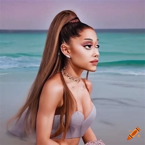 Ariana Grande At The Beach On Craiyon