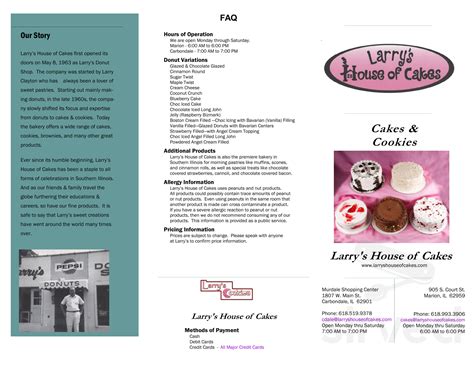 Menu For Larrys House Of Cakes In Marion Il Sirved