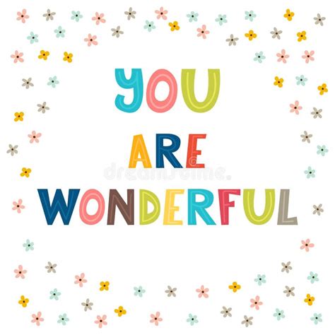 You Are Wonderful Handwritten Lettering Hand Drawn Motivational