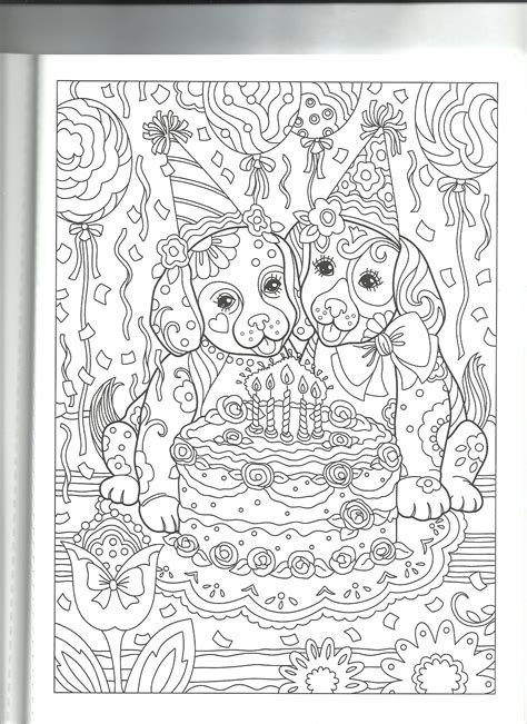Puppies Birthday Coloring Page By Marjorie Sarnat Dog Coloring Book