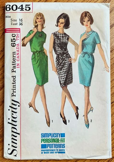 Vintage 1960s Sewing Pattern B36 Womens One Piece Etsy Fabric