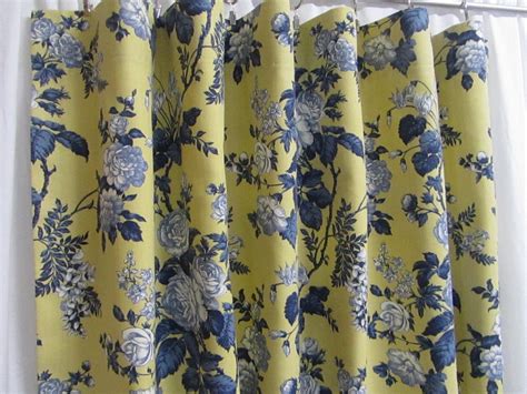 French Country Curtains Blue Yellow Floral Drapes French Cottage