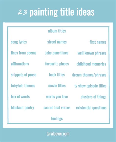 Painting Title Ideas Free Printable Tara Leaver