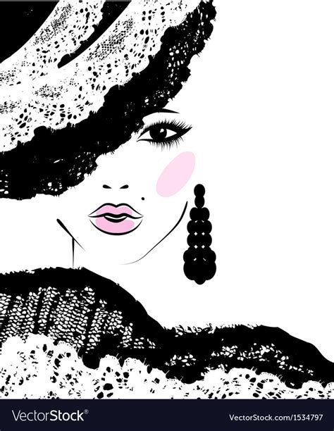Girl With In A Lace Hat Fashion Royalty Free Vector Image