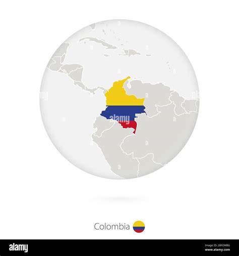 Map Of Colombia And National Flag In A Circle Colombia Map Contour
