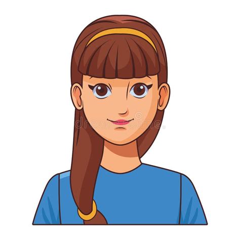 Young Woman Avatar Cartoon Character Profile Picture Stock Vector