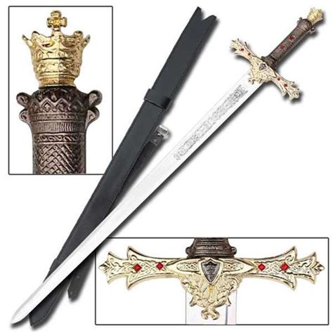 King Arthur Excalibur Gold Damascus Steel Medieval Sword