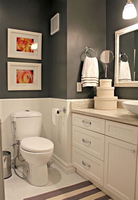 Gray like white is commonly chosen as bathroom color since it is capable of creating a more spacious and airy feeling. Found on Bing from www.pinterest.com | Orange bathrooms ...