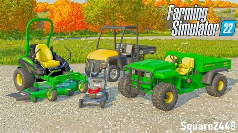 New Fs22 Mods Jd Zero Turn Gator Honda Push Mower And Jcb Utv Youtube