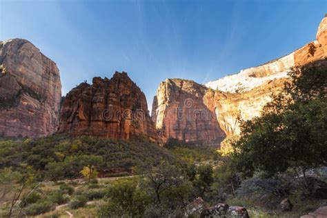 Dramatic And Amazing Rock Formations Canyons In Zion National Park In