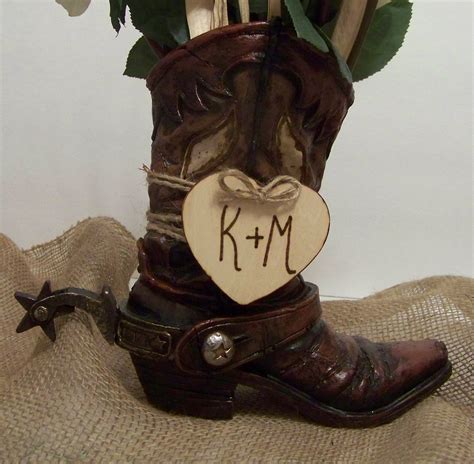 2 Rustic Wedding Centerpiece Cowboy Boot Flower Vase Set Of 2