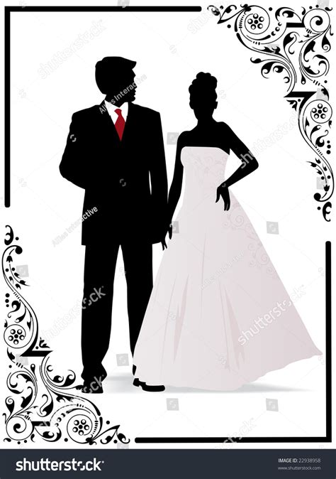 Vector Frame Just Married Couple Silhouette 22938958 Shutterstock