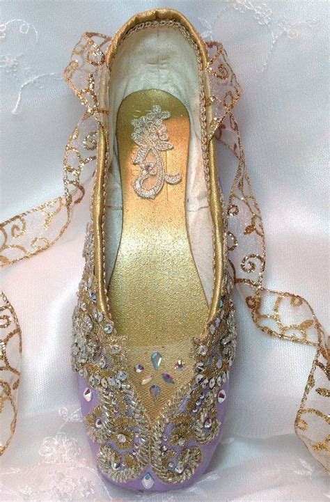 Lavender And Gold Decorated Pointe Shoe With Ab Crystals Etsy