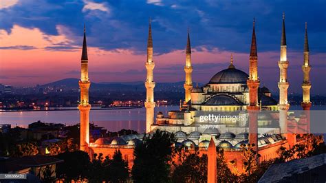 Sunrise Over The Blue Mosque Istanbul Turkey Stock Photo