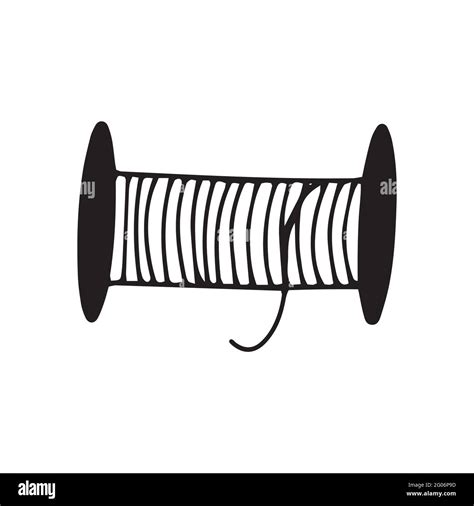 spool of thread for sewing black and white vector illustration in doodle style isolated single