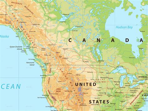 North America Physical Map By Cartarium Graphicriver