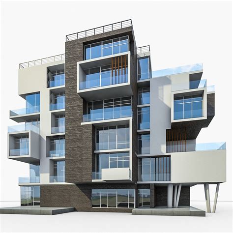 Modern Residential Building 3d Model In Buildings 3dexport