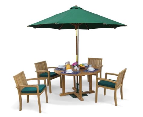 The first thing to consider would be the material used to create such pieces—whether it's known to be sturdy or not. Canfield Teak Patio Table and Stacking Chairs