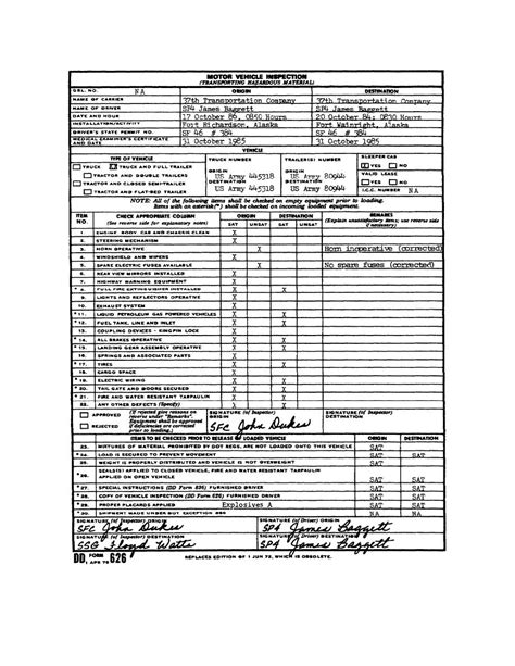Dd Form 626 Example Form Example Download