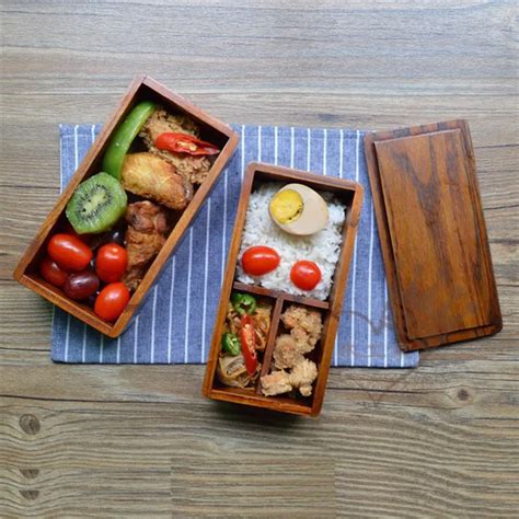 Hot Japanese Double Deck Wood Lunchbox Wooden Bento Lunchbox Student