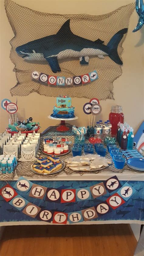 Take a bite out of this baby shark birthday party! Shark themed birthday party!!! | Shark themed birthday ...