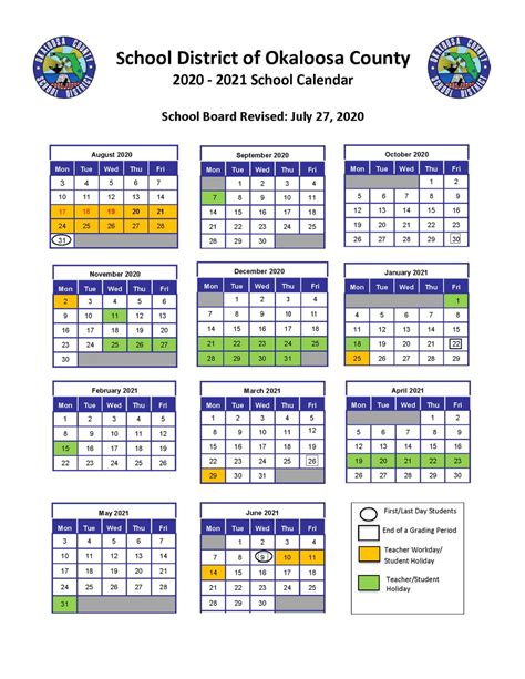 Okaloosa County 2020 School Calendar Get Calendar 2023 Update