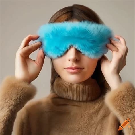 Woman Wearing A Fur Pullover And Sleep Mask On Craiyon
