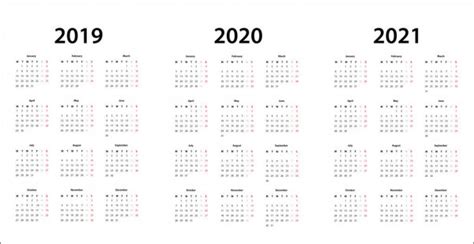 7246 Calendar 2019 2020 Vectors Royalty Free Vector Calendar 2019