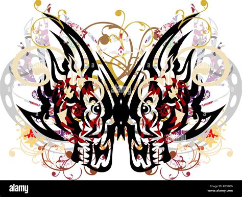 Grunge Floral Butterfly Created By The Wolf Heads Mystic Colorful