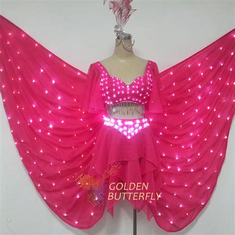 led clothes women lady 2017 fashion dresses sexy catwalk luminous costumes shorts glowing wing