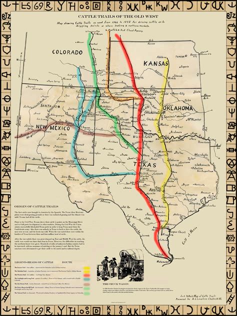 Cattle Trails Of The Old West Map