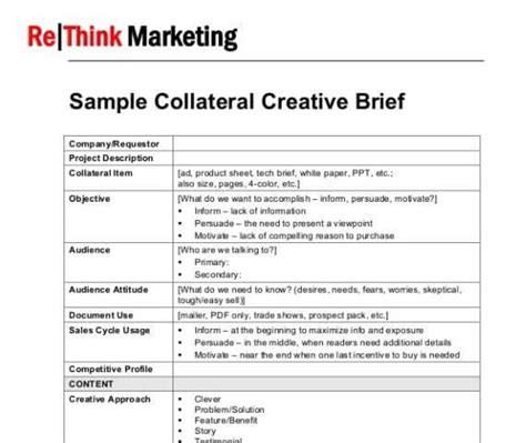 The Ultimate Creative Brief Template Inc 8 Examples