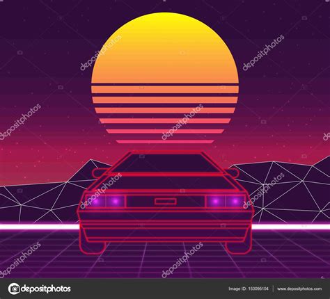 Retro Sci Fi Art Wallpaper Retro Future 80s Style Sci Fi — Stock