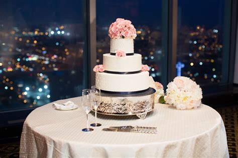 Modern Navy And Blush Wedding Cake