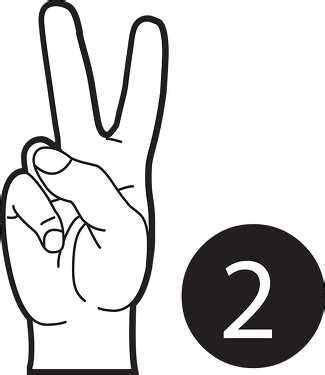 American Sign Language Clipart Sign Language Number 2 Outline
