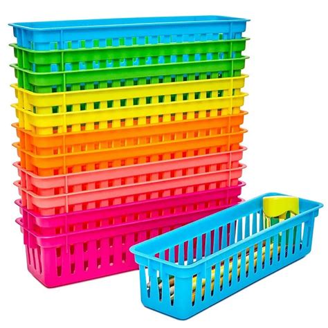 12 Pack Pen And Pencil Crayon Basket Trays For Classrooms Assorted