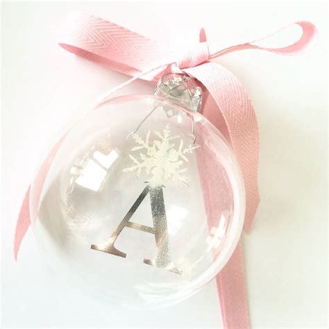Alphabet Letter And Snowflake Personalised Glass Bauble By Coral And Moss