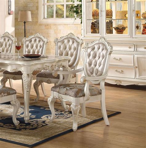 Buy Acme Chantelle 63540 Dining Table Set 5 Pcs In Pearl White Faux