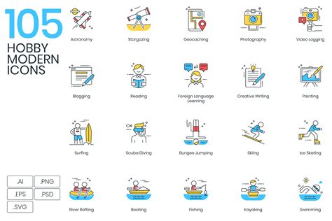 105 hobby modern icons custom designed icons ~ creative market