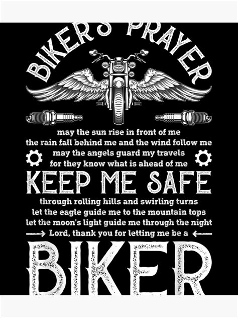 Bikers Prayer Vintage Motorcycle Biker Biking Motorcycling Poster For