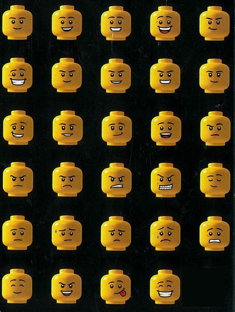 Many Yellow Legos With Different Faces And Mouths