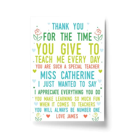 Thank You Poem Personalised Print Best Teacher Assistant