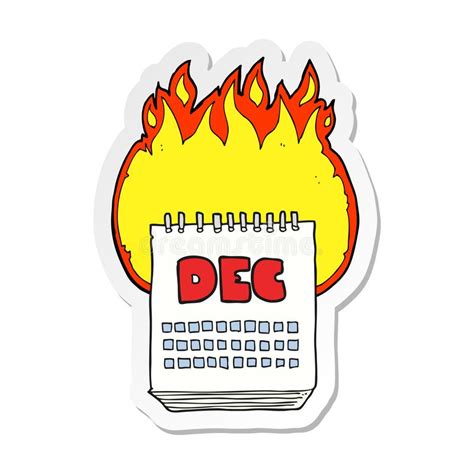 A Creative Sticker Of A Cartoon Calendar Showing Month Of December