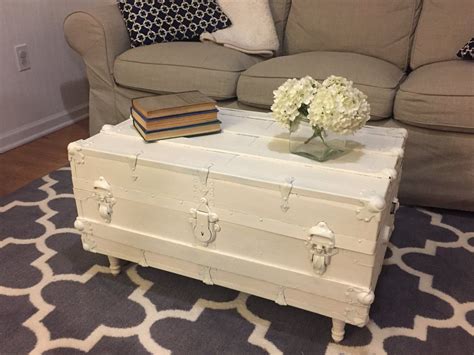 1900's, room organizer, original condition trunk with key and tray, vintage storage, movie prop, toy box bluecaboosestation 5 out of 5 stars (55) $ 300.00. DIY Vintage Steamer Trunk Coffee Table | Coffee table ...