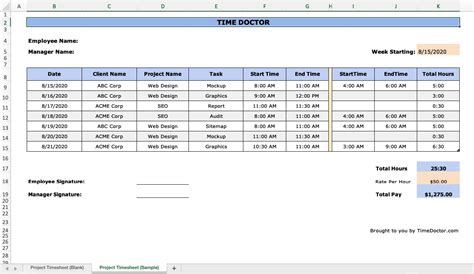 I know you mentioned wanting to use excel, but if you're looking for a more comprehensive there's an xltp function which has various excel templates. 4 Free Excel Time Tracking Templates